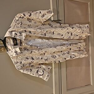 Mermaid print button down